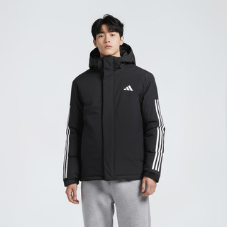 阿迪达斯 JY8303 运动型格短棉服 黑色 L