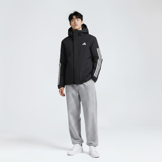 阿迪达斯 JY8303 运动型格短棉服 黑色 L