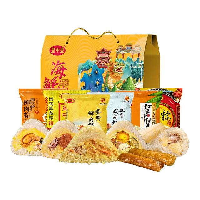 移动端、今日必买、京东超级补贴：皇中皇 肇庆裹蒸粽6味10粽鲍鱼海鲜高端礼盒广东粽子端午团购