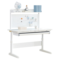 护童 学习桌小可升降书桌洞洞板桌椅套装简约大白桌 DW120P1-Y+高书架