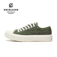 excelsior饼干鞋 冬季女鞋加棉板鞋男低帮增高休闲鞋厚底帆布鞋女 橄榄绿 225