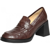 百丽（Belle）复古羊皮抓皱面乐福鞋女2026春新粗跟气质通勤单鞋B2948AA6 棕色 34