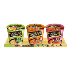 康师傅 方便面 汤大师 日式叉烧+番茄牛腩+冬阴功三连杯 泡面早餐速食