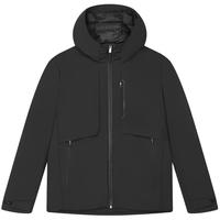 FILA 斐乐 男士轻薄羽绒服冬季商务休闲连帽保暖外套 正黑色-BK