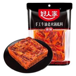 88VIP：好人家 减盐麻辣味手工牛油老火锅底料400g干锅炒菜调料