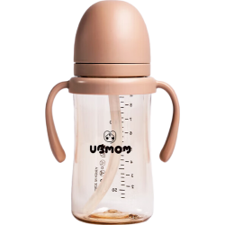 UBMOM 幼儿童吸管杯 带手柄 280ml-咖色