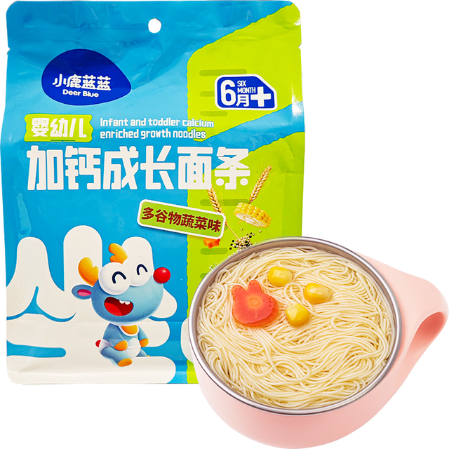 PLUS会员：小鹿蓝蓝 婴幼儿加钙成长面条 多谷物蔬菜味 200g