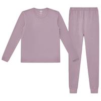 宜而爽 全棉秋衣秋裤套装圆领打底纯棉毛衫纯棉保暖内衣 女款粉紫 XL