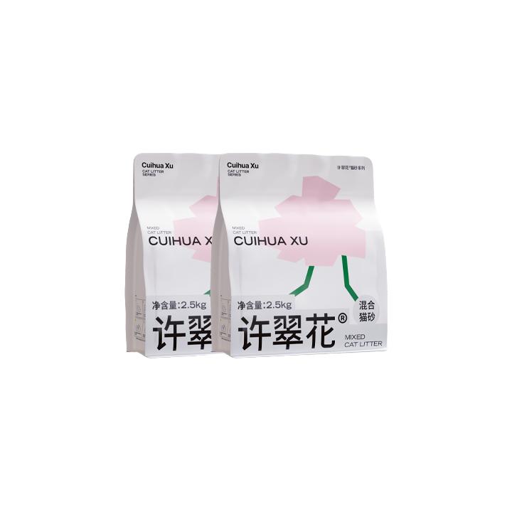 许翠花 植物混合猫砂 钠基矿不易粘底易结团强吸水 钠基矿混砂单包 2.5kg