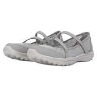 斯凯奇(SKECHERS)女鞋 2024春夏运动鞋通勤轻便透气舒适休闲鞋时尚一脚穿鞋子 100022-GRY 35