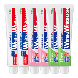 狮王 牙膏WHITE WHITE系列  狮王牙膏   含氟牙膏 (葡萄柚+青柠+白桃) 120g*6支
