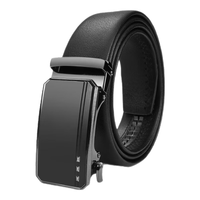 京东京造 男士牛皮自动扣腰带 黑色 120