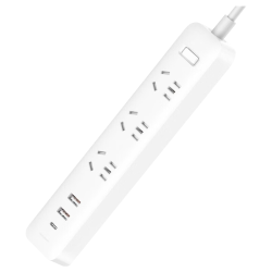 小米 新国标插排插排 三位五孔+双USB+Type-C 白色 1.8m