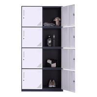 中伟更衣柜铁皮柜健身房浴室员工职员柜薄边八门更衣柜灰白套