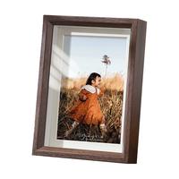 爱墨绘8寸相框摆台空框带玻璃立体相片框高级感照片相册创意照片框胡桃 8寸【胡桃色】中空相框 | 真玻璃