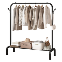 喻品衣架落地衣帽架挂衣架卧室客厅晾衣杆晒衣架可置物加粗MJ53黑100 【升级+双挂钩】加粗版-黑105