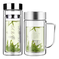 富光 双层多用泡茶玻璃杯 2只装