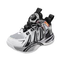 回力童鞋耐磨男童运动鞋2024秋季透气儿童篮球鞋中大童休闲鞋子 黑灰白 38码 内长约23.85cm