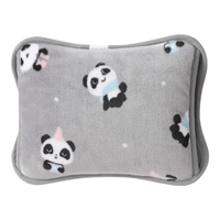 彩虹暖手宝热水袋电热暖手宝双插手暖水袋充电暖手暖脚暖身水电隔离 灰色 熊猫【超柔印花 迅速储热】