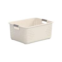优勤（YOUQIN）零食杂物收纳箱玩具整理盒家用塑料储物篮厨房橱柜桌面收纳筐 奶白色-中号-单个装