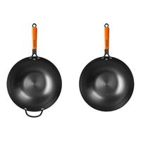 章状元章丘炒锅铁锅无涂层家用不粘锅已开锅手工精铁老式炒菜锅燃气灶 32cm大师款（无耳单锅） 32cm