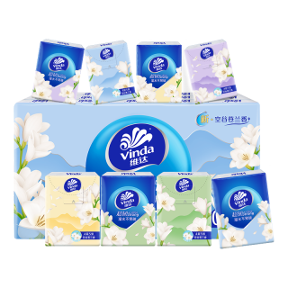 维达 手帕纸超韧空谷苍兰4层迷你方形纸手帕纸便携小包湿水不易破纸巾 空谷苍兰30包