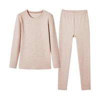 都市丽人保暖内衣厚款圆领修身玻尿酸高弹打底秋衣套装男女2W31A3