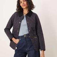 Barbour Annandale diamond quilt jacket with cord collar in navy