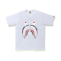 BAPE 男装春夏鲨鱼拉链印花迷彩图案短袖T恤110017G L WHE/白色