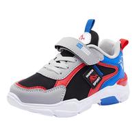 哈比熊童鞋儿童运动鞋男童鞋春秋款革面休闲鞋轻便软底潮鞋 灰蓝红38码 灰蓝红(革面)