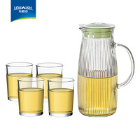 乐唯诗 玻璃杯饭店二两钢化白酒杯茶水杯酒吧ktv啤酒杯烈酒 乐妙一壶四杯五件套装