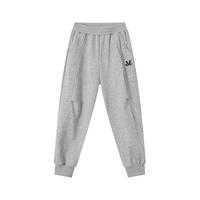 多多家男童裤子春秋款儿童运动跑步束脚卫裤中大童简约字母绣花百搭长裤 黑色 110