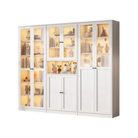 境达钢制书柜玻璃门防尘书架收纳柜子铁艺置物柜客厅储物柜家用展示柜 上玻下铁中空书柜