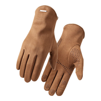 GOLOVEJOY 冬季保暖防寒麂皮绒手套男士户外骑行加绒加厚防滑耐用触屏套 DY45;驼色