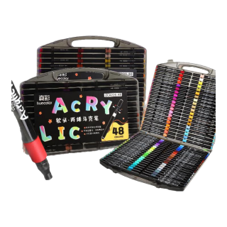 真彩 丙烯马克笔不透色可叠色儿童水彩笔笔芯 24色圆杆+高端黑盒