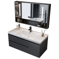 法梵仕浴室柜洗脸手盆柜组合洗漱台洗手台池卫浴台【陶瓷一体盆】 【冲量款】B款智能镜轻奢灰80cm