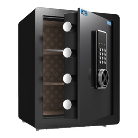 移动端、京东百亿补贴：虎牌 保险柜家用小型床头保险箱办公财务专用 密码指纹WIFI远程全钢防盗可入墙固定入衣柜保管箱 45cm高 黑色