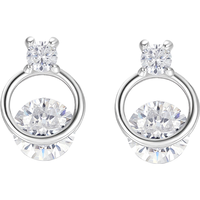 周六福 ZHOU LIU FU（ZLF）S925银饰耳钉女圆形简约冷淡风高级感银饰耳环耳饰 耳钉一对