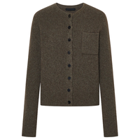 MO&Co.针织衫开衫2025冬含牦牛绒厚实短款箱型毛衣外套MBE4CAR032 军绿色 S /160