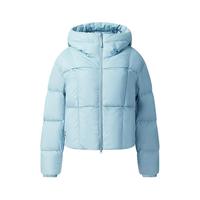 FILA斐乐女士羽绒服2025冬时尚休闲短款保暖面包服连帽外套 苍晴蓝-BU 175/92A/XL