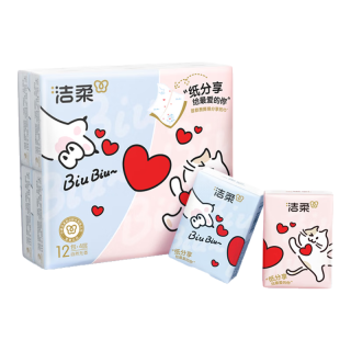 洁柔 可爱小猫咪爱心 手帕纸 4层7张12包(203*208mm)