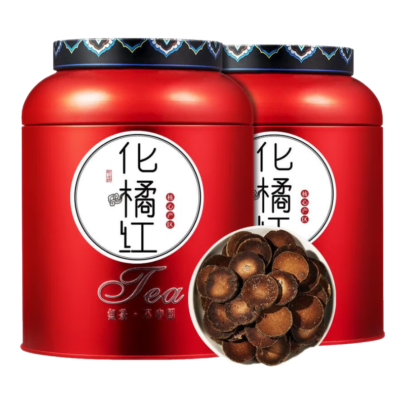 杰盈 化橘红 十五年陈化州橘红胎果切片罐装500克 化橘红500克