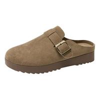 西遇厚底勃肯鞋女2024秋季包头复古棕色一脚蹬博肯增高半拖鞋 卡其色 （9月6日） 36