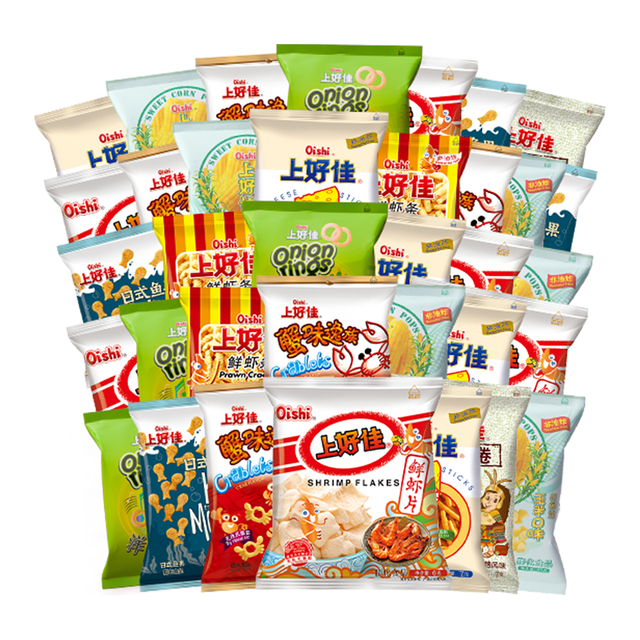 上好佳 Oishi 薯片虾片5-7g混合装零食大礼包 共42包