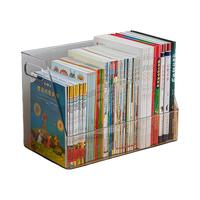 凤全透明书本收纳盒日式绘本桌面儿童图书籍书桌桌上整理置物书架 大号32.5*20*23.5cm