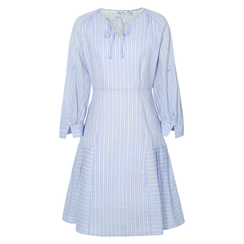 诗凡黎条纹衬衫连衣裙年春女法式优雅灯笼袖知性质感裙子