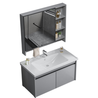 欧帝奴 太空铝浴室岩板台盆陶瓷盆收纳储物柜智能浴室镜柜组合洗手盆卫浴柜洗漱台盆洗脸盆 轻6