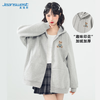 JEANSWEST 真维斯 卫衣女秋冬季外套女开衫连帽男女装卡通印花潮流上衣服 麻灰 M