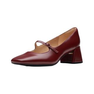 Clarks Nyta45Shine 小牛皮 酒红色 40 女士单鞋