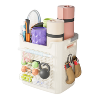 稻草熊瑜伽垫收纳筐器材运动器械收纳篮家用羽毛球拍置物架收纳 奶油白【两件套】